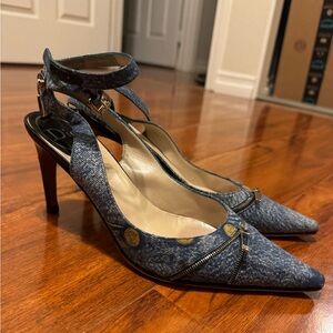 Christian Dior Denim Brocade Heels